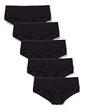 Iris & Lilly Ropa Interior Tipo Hípster Sexy de Algodón Mujer, Pack de 5, Negro, 42