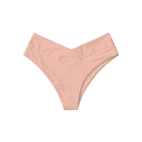 QTZTZ Bañador De Playa Triangular De Bikini De Cintura Alta De Color Sólido para Mujer,Rosa-L