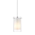 AKEZON 1-Light Pendant Light, Indoor Glass Hanging Light Fixture, Adjustable Height, Brushed Nickel Finish for Kitchen Dining Room, KP-506
