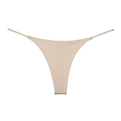 SAKVILSEC Women Underpants Seamless Thong Temptation Underwear High Waist G-String (L, Apricot)
