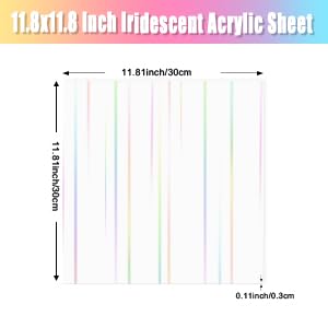 Image of 4PCS Iridescent Plexiglass Sheets 1 /8 inch Thick, Colored Acrylic Sheet 12x12 Inch Plastic Sheets Plexiglass Sheet Radiant Acrylic Panel for Signs, Lighting, DIY Crafts