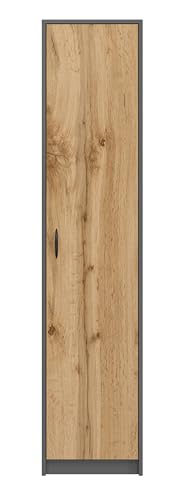 KUBUTKU - Armario de oficina, armario de archivos, armario de ropa, armario multiusos, estante de oficina con 1 puerta y 5 compartimentos, armario universal para oficina y hogar 180x40x35 cm (Grafito - imagen 5