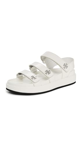 Tory Burch Women's Kira Triple Strap Sport Sandals, CLOUD/SILVER, White, 10 Medium US