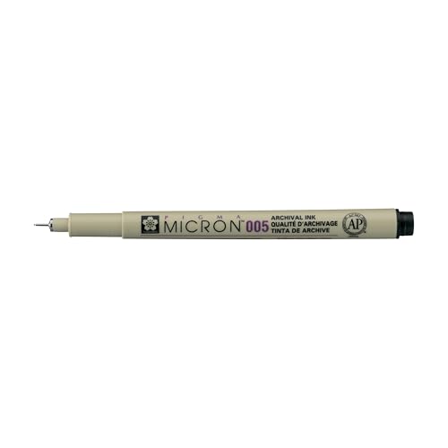SAKURA Pigma Micron - Fineliner 005 - Archival Pigment Ink - 0.20 mm - Black - Waterproof & Fade Resistant
