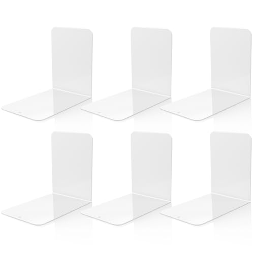 ブックエンド L型 本立て 6枚組 ブックスタンド 仕切りスタンド 倒れない 卓上本棚 卓上収納 デスク整理 ホワイト