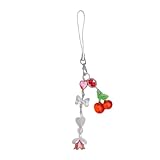 GMBYLBY Multipurpose Trendy Cherrys Heart Phone Strap Charm Keycord Accessory for Girls Women Bag Camera Pendant Ornament