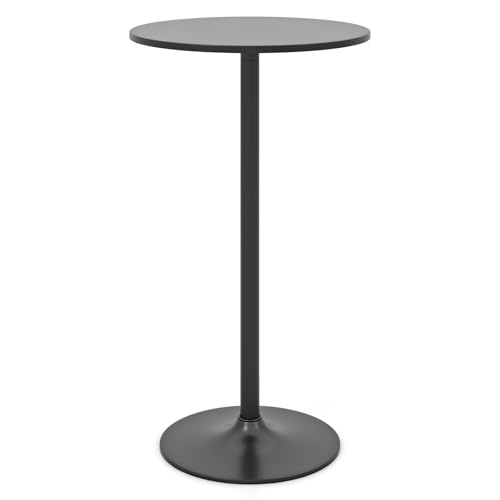 RELAX4LIFE Table Bar Ronde Haute, Table Haute Mange Debout, Hauteur Réglable 100/56 CM, Base en Métal, Style Moderne, Montage Facile, pour Bistrot, Café,...