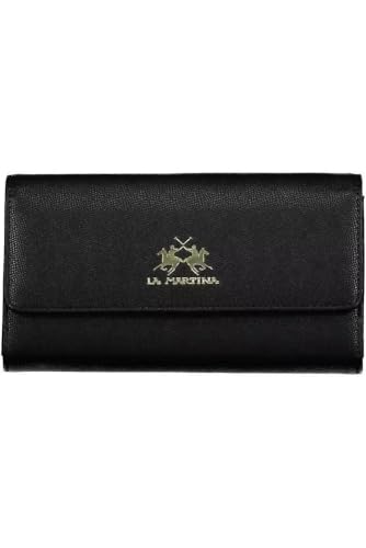 Portefeuille La Martina noir femme grand format zippé en cuir