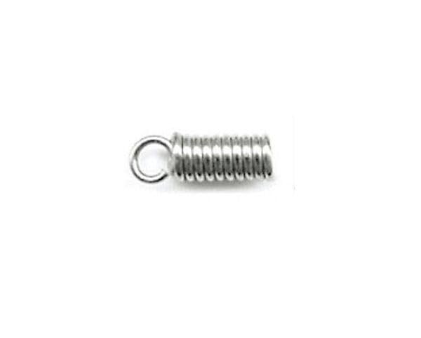 12 Silver 3x7mm Spring Finishing Spiral Cord Ends with Loop & 1.8mm ID *