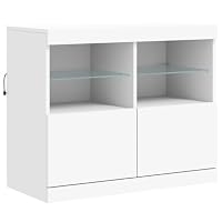 Buffet Avec éclairage LED VidaXL - Dimensions 60,5x37x100 Cm - Bois Ingénierie Gris Béton - Rangement Salon, éclairage RGB Personnalisable