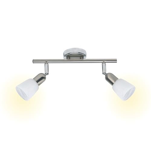 BRILLIANT Lámpara tubo spot Sofia 2 hojas hierro/cromo/blanco | 2x D45, E14, 40W, adecuado para lámparas de caída (no incluidas) | Escala A ++ a E | Cabezas giratorias