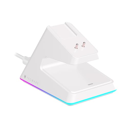 Image of TECWARE EX1 Lightweight Gaming Mouse | 26K DPI Wireless Mouse with OLED Display | 59g Ultra-Light Design | RGB Charging Dock | Tri-Mode Connectivity 2.4GHz /Bluetooth /Wired with Grip Tape | White