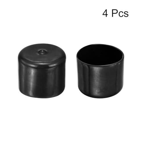 Image of uxcell 4pcs Rubber End Caps 1 7 /16 inch(37mm) ID Vinyl Round End Cap Cover Screw Thread Protectors Black, 30mm Height