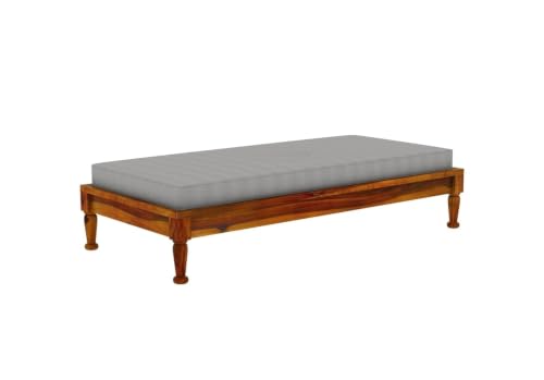 Image of CRAFT D ARTS Solid Sheesham Wooden Diwan Bed for Living Room & Bed Room Furniture | Wooden Diwan /Single Bed | Honey Finish