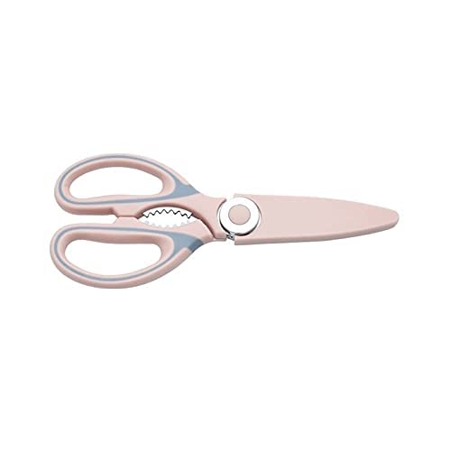 Robuste Küchenschere, Küchenschere, multifunktionale, robuste Küchenschere, Geflügelschere, geeignet für Hühnerknochen, Fisch, Fleisch, Gemüse, Kräuter, Grillschere (Pink)