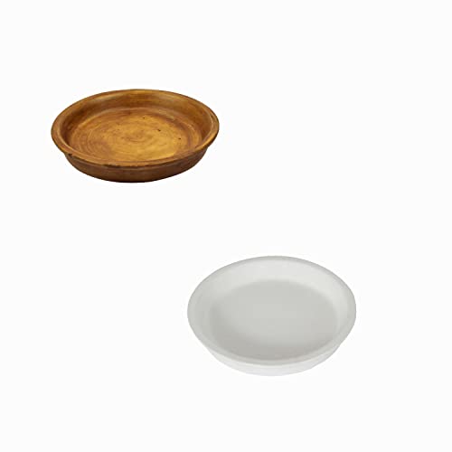 Image of Lasaki Round Ceramic Bottom Tray /Plate for Planter (3.5-inch, Set of 2) R3.5 | Dripping Tray for Pots & Succulents | Indoor & Outdoor Planters Home Garden Decor | Plants Not Included