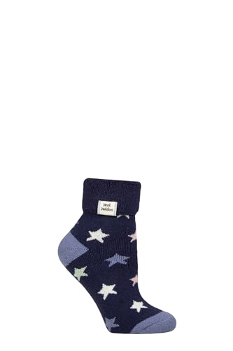 SOCKSHOP Heat Holders Damen Socken - Drehen Sie die Manschette um Sleep Lite Warme klobige Thermo-Bettsocken Gemustert 1 Paar Größe 37-42 (DE/NL/SE/PL Numerisch 37 42 Regular Regular Sterne)
