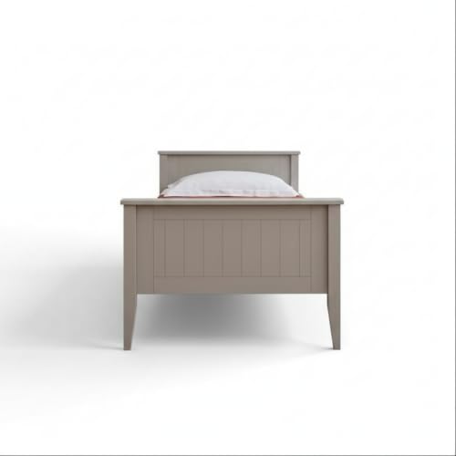 Image of APRODZ Solid Wood Without Storage Single Size Celyn Bed for Bedroom Stylish | Grey Finish, DIY Assembly