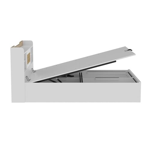 Image of Wakefit Bed | 3 Yr Warranty | Bed Queen Size, Comes with Hydraulic Storage, Noise-Free, Density: 680-750 kg /m, Termite & Borer Resistant, Fits Mattresses Up to 8 inches (Halos 78 x 60 - Frosty White)