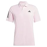 adidas Polo de tenis Club de 3 bandas para hombre, rosa y transparente, XXL