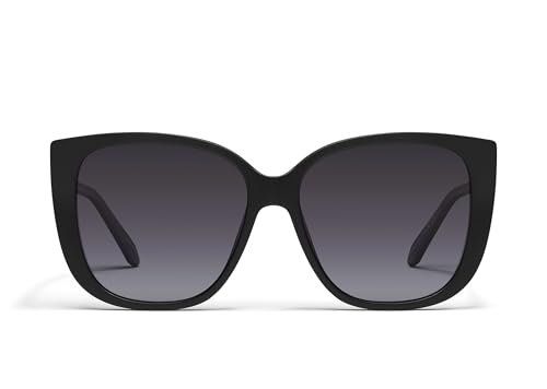 Quay - Womens Sunglasses, Square Lenses with UV Protection, Oversized Sunglasses, Ever After, Matte Black