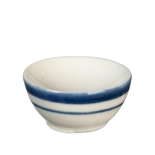 Dolls House Bowl Blue & White Ceramic Tableware Dining Room Accessory Miniature