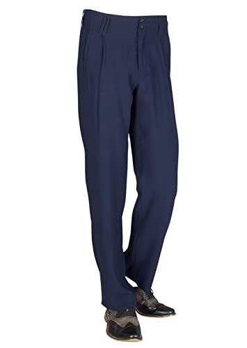 Pantalon plissé bleu foncé à plis permanents style rétro 50s