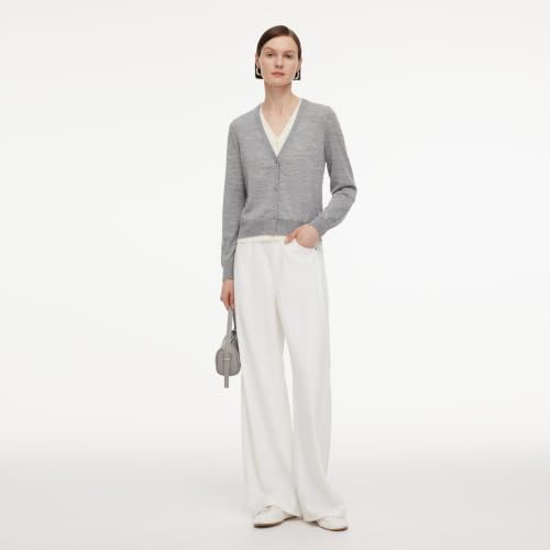 Image of GOELIA Pure Cashmere Wool Cardigans Womens Sweaters Trendy Long Sleeve Button Down Cozy Loose Fit Knit Going Out Tops