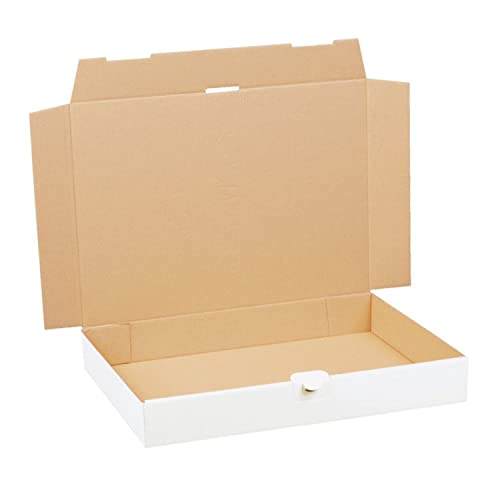smiley pack Maxibriefkarton DIN A4+ 350 x 250 x 50 mm weißer stabiler Versandkarton mit Steckverschluss passend für DHL Maxibrief Warensendung & Büchersendung (25 Stück)