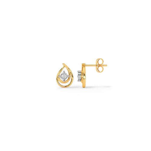 Image of CaratLane 9 KT Yellow Gold Dual Pear Diamond Stud Earrings for Women