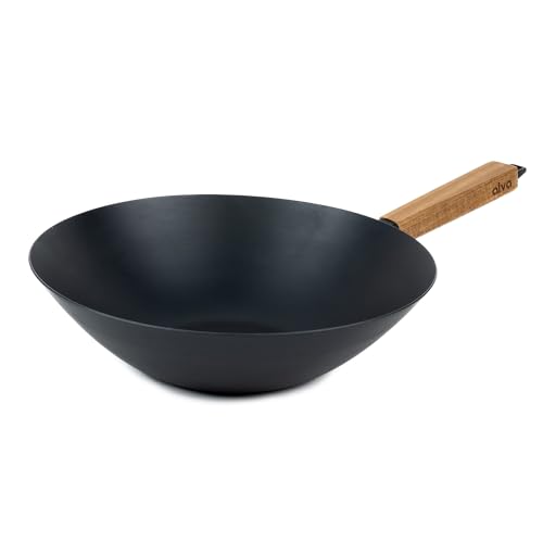 Wok de acero al carbono Alva 12 pulgadas pre-sazonado miniatura 1