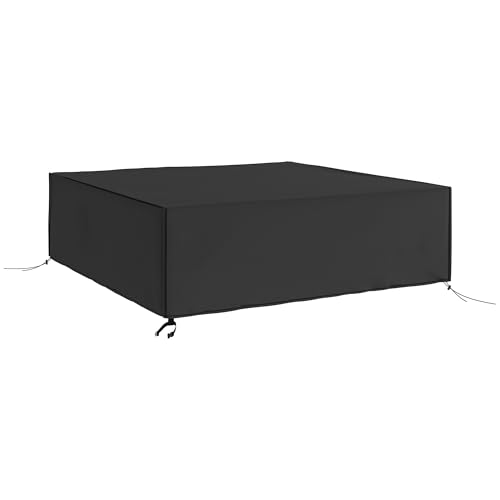 Outsunny Cubierta para Juego de Muebles de Jardín Grande 600D Oxford Cuadrado Impermeable, 230 x 230 x 70 cm, Negro