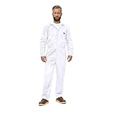 Natural Uniforms Mens Long Sleeve Zip Up Twill Coverall, Stain and Wrinkle Resistant (White, Large)