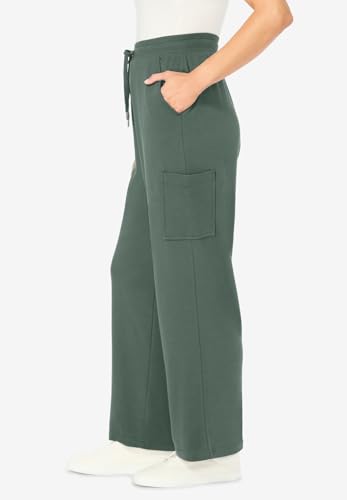 Woman Within Plus Size Petite Womens Plus-Size Knit Pull-On Drawstring Cargo Pants - 12, Pine3