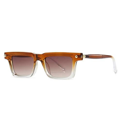 Lunettes de soleil carrées dégradé de thé brun mode rétro punk pour homme et femme