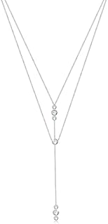 Elli Women's Y-chain Geo Layer necklace with Swarovski® crystals in 925 sterling silver.
