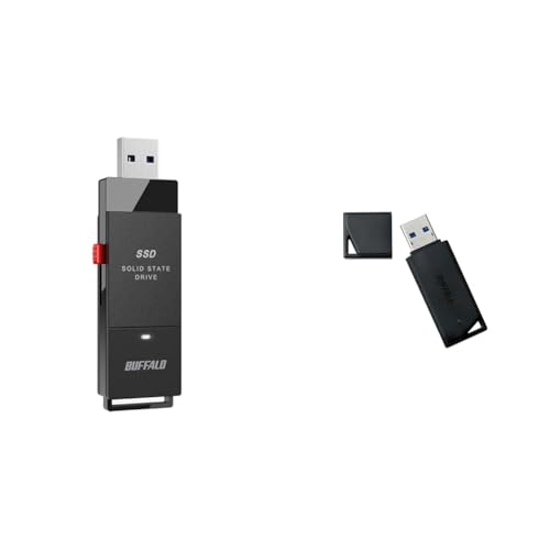 【2点セット【Amazon.co.jp限定】】バッファロー SSD 外付け 1.0TB 超小型 コンパクト ポータブル PS5/PS4対応(メーカー動作確認済) USB3.2Gen1 ブラック SSD-PUT1.0U3-B/N + バッファロー USBメモ