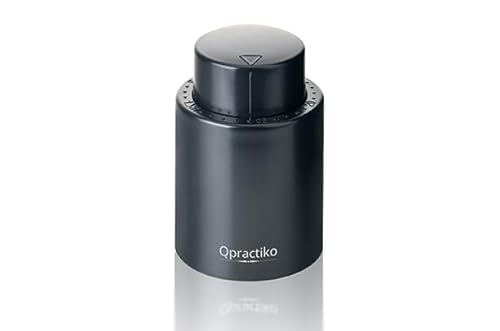 Qpractiko | Tapón bomba de vacío para vino | Negro, plástico ABS, 4,7 x 7,2 cm | Marcador de tiempo, agarre firme, sellado hermético | Conserva frescura y sabor - imagen 3