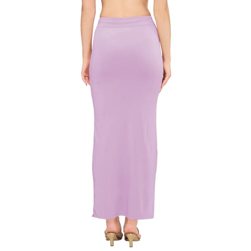 Image of DESI GIRL Satin Shimmer Stretchable Saree Shapewear Petticoat with Drawstring for Women | Mermaid fit Saree Petticoat with Side Slit for Easy Movement | Saree Shaper | Long inskirt