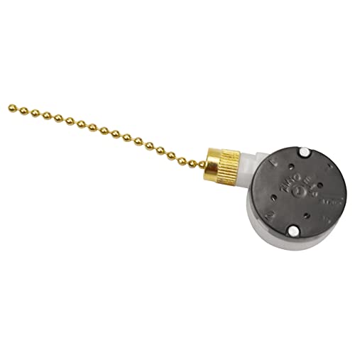 Image of Zing Ear ZE-208s 3 Speed 4 Wire Ceiling Fan Pull Chain Switch Speed Controller - Brass Finish