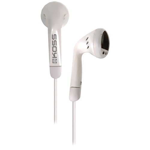 Koss KE5 Auriculares con Cable, Cascos Intraurales In Ear de Botón, Earphones Ligeros Compatibles con Smartphones, Earbuds, Sonido con Graves de Calidad, Conexión Jack 3,5mm, Blanco