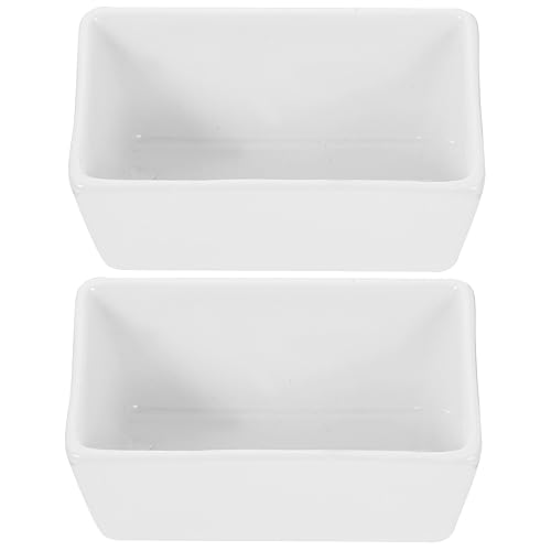 HOLIDYOYO 2Pcs Rectangular Open Top Seasoning Jar - Ceramic Sugar Bowl, Flat Bottom Jar Rectangular Sugar Holder for Cafe,Rectangular Sugar Tea Bag Container
