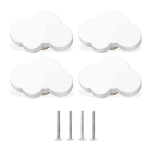 LONZIKP Lot de 4 boutons de tiroir en forme de nuage - En forme de dessin animé - Pour enfants - Pour poignée d'armoire, tiroirs, armoires de chambre...