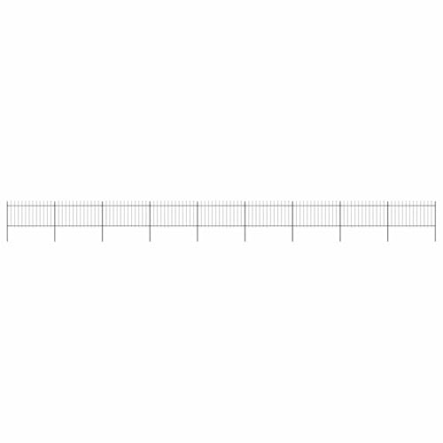 Image of vidaXL Garden Fence Spear 15.3x1m Outdoor Panel Barrier Border Decorative Landscape Privacy Edges Black Steel Rust-Resistant Metal