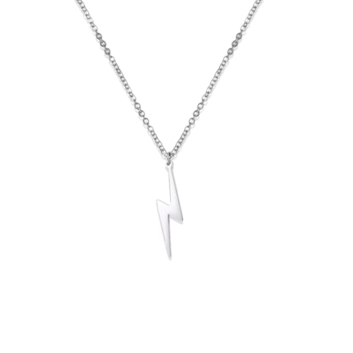 Amaxer Collar minimalista con colgante geométrico en zig zag flash rayo perno...