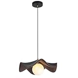 FPLNMRD Nordic Creative Resin Lotus Leaf Chandelier Japanese Wave Linear Lamp G9 Wood Grain Bedroom Lamp is Suitable for Country Houses, bedrooms, Living Rooms and Dining Rooms
