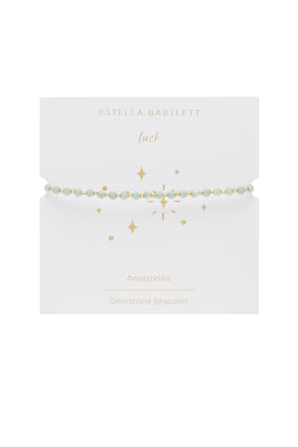 Image of Estella Bartlett Wellness Gemstone Bracelet – Gold Plated Beaded Bracelet for Women, Adjustable Dainty Everyday Jewellery Gift for Her (Amazonite)