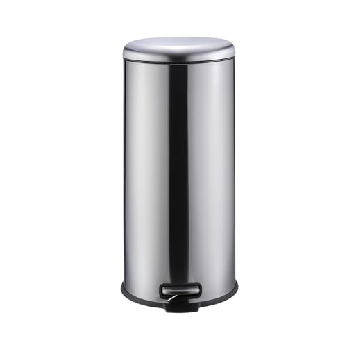 Bote de basura redondo de acero inoxidable 30L con pedal