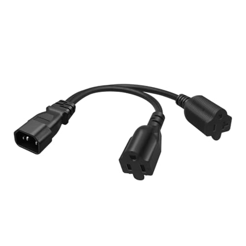 Y-splitter Power Cord C14 to 5-20R+Nema 5-15R Connectors Power Adapter Line