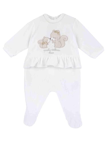 Combinaison chenille Chicco blanche haut de gamme col ras du cou
